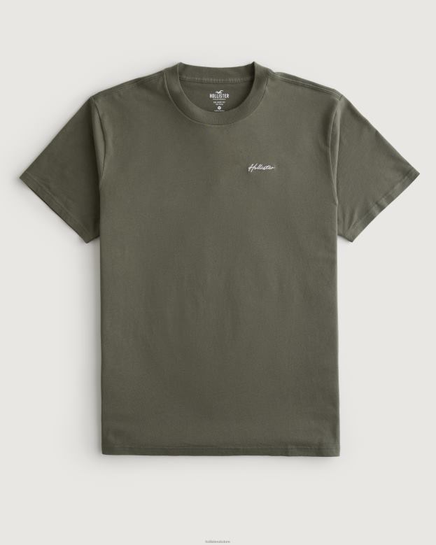 Tops Hollister Men Cotton Logo Crew T-Shirt 48820882 Black