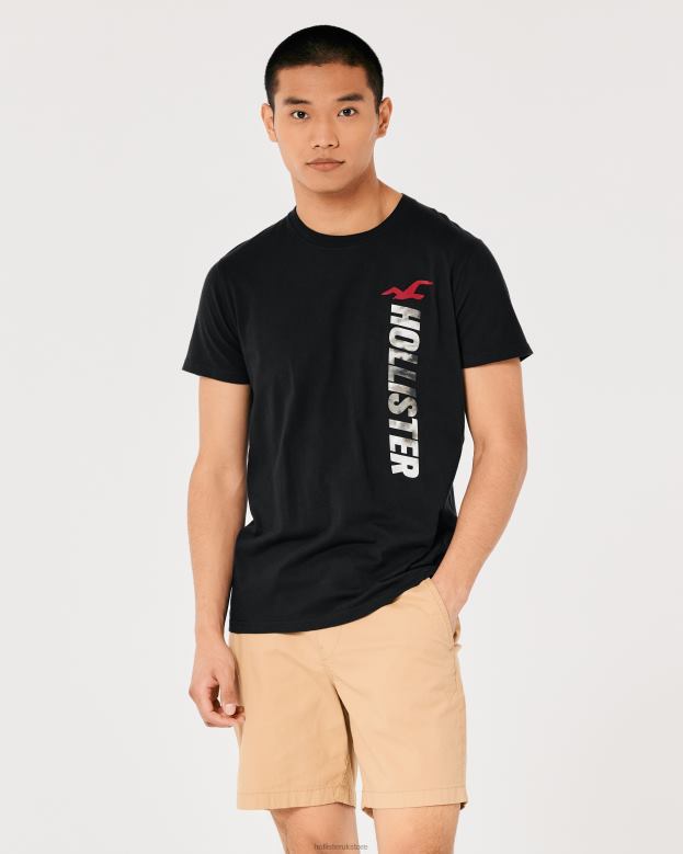 Tops Hollister Men Cotton Logo Graphic Tee 488201010 Black