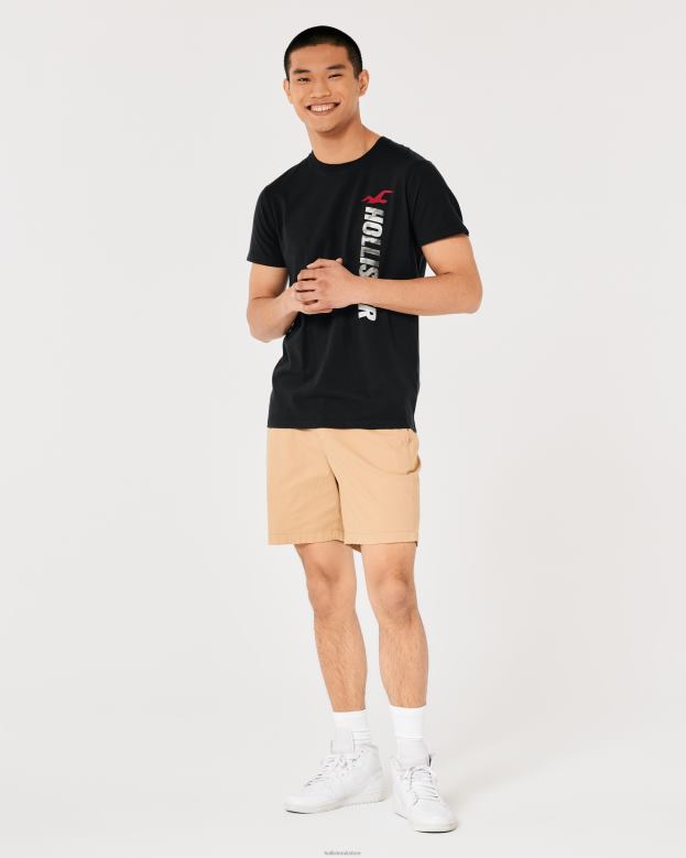 Tops Hollister Men Cotton Logo Graphic Tee 488201010 Black