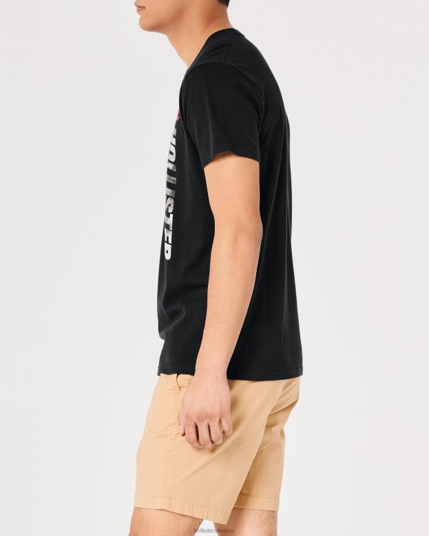 Tops Hollister Men Cotton Logo Graphic Tee 488201010 Black