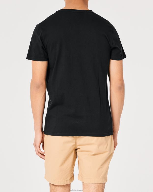 Tops Hollister Men Cotton Logo Graphic Tee 488201010 Black