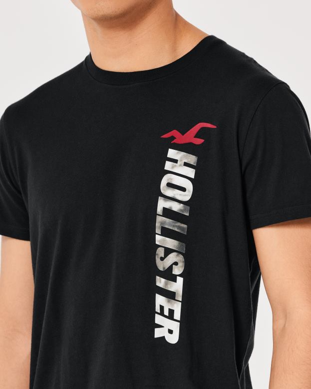 Tops Hollister Men Cotton Logo Graphic Tee 488201010 Black