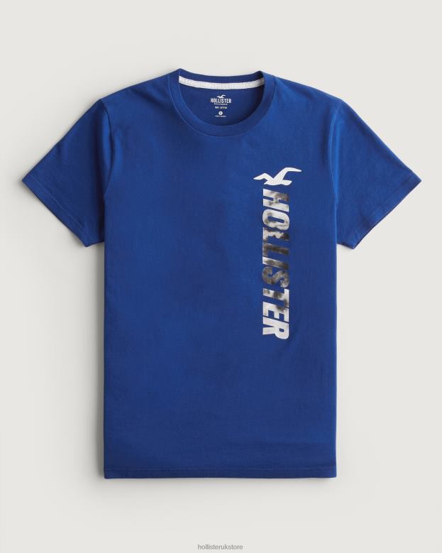 Tops Hollister Men Cotton Logo Graphic Tee 48820967 Blue