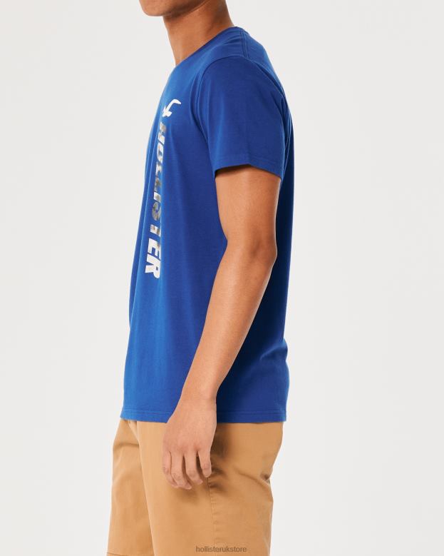 Tops Hollister Men Cotton Logo Graphic Tee 48820967 Blue