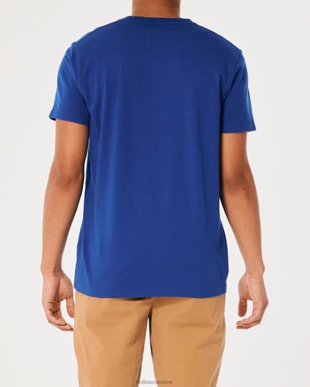 Tops Hollister Men Cotton Logo Graphic Tee 48820967 Blue