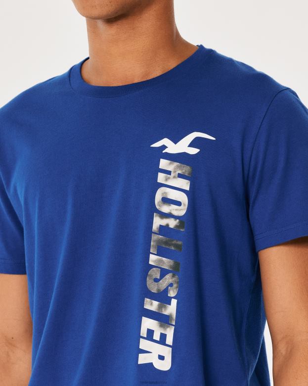 Tops Hollister Men Cotton Logo Graphic Tee 48820967 Blue