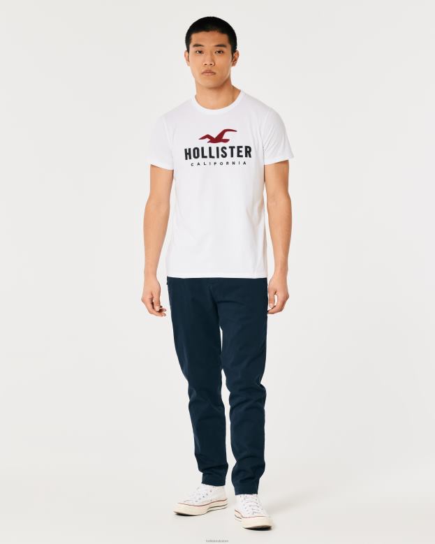 Tops Hollister Men Cotton Logo Graphic Tee 48820971 White