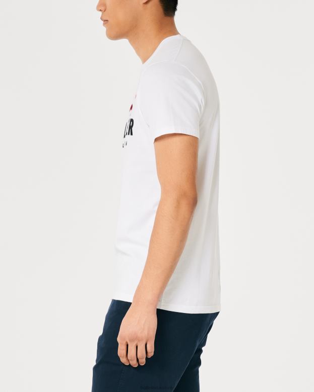 Tops Hollister Men Cotton Logo Graphic Tee 48820971 White