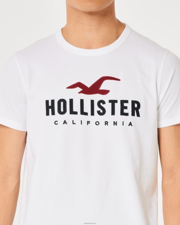 Tops Hollister Men Cotton Logo Graphic Tee 48820971 White