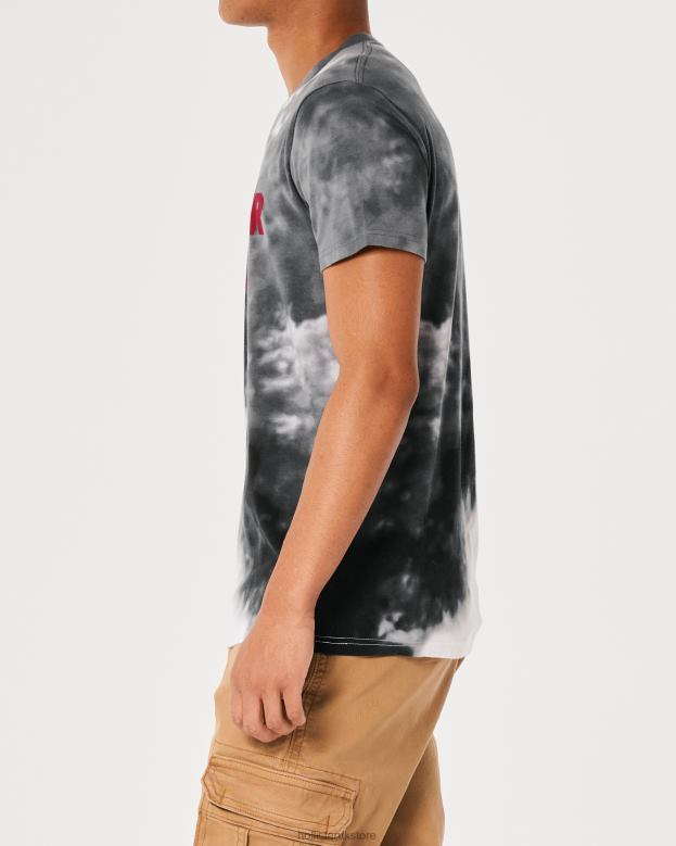 Tops Hollister Men Cotton Logo Graphic Tee 48820974 Grey Tie-Dye
