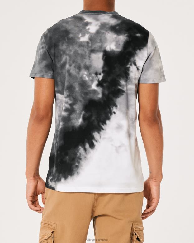Tops Hollister Men Cotton Logo Graphic Tee 48820974 Grey Tie-Dye