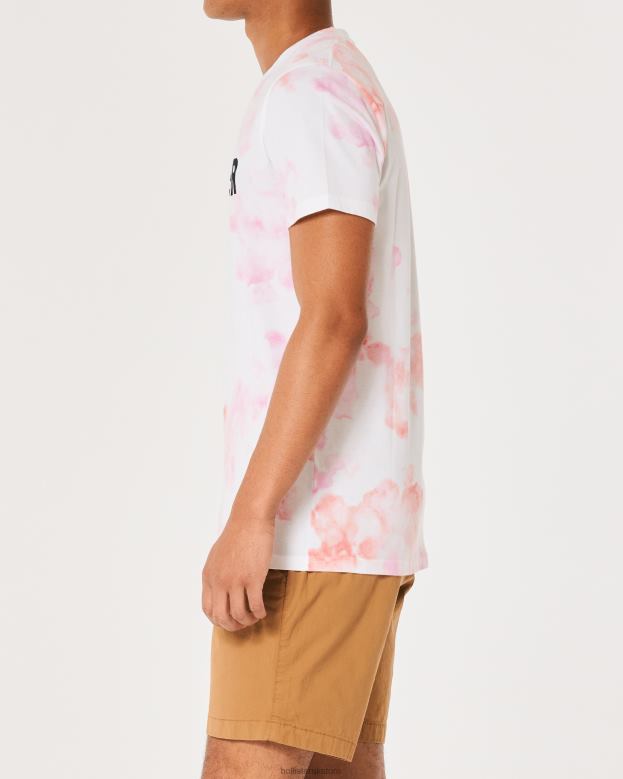 Tops Hollister Men Cotton Logo Graphic Tee 48820980 Pink Tie-Dye