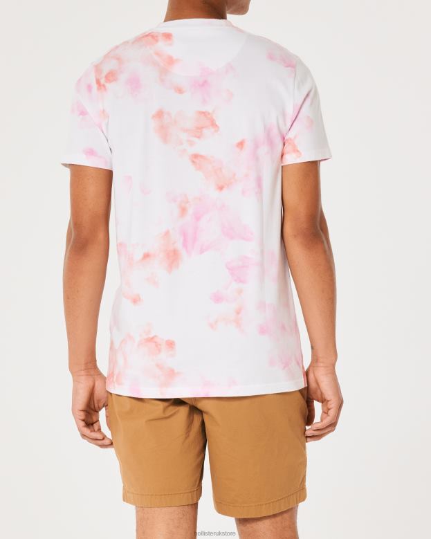 Tops Hollister Men Cotton Logo Graphic Tee 48820980 Pink Tie-Dye