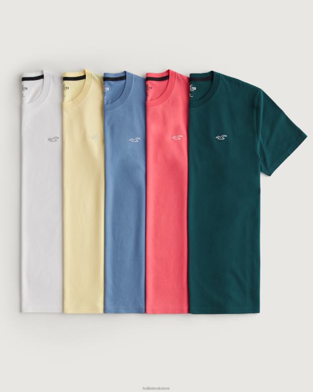 Tops Hollister Men Cotton Logo Icon Crew T-Shirt 5-Pack 48820818 Multi 5 Icon Crew