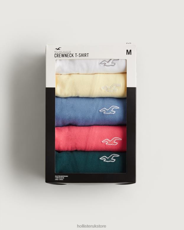 Tops Hollister Men Cotton Logo Icon Crew T-Shirt 5-Pack 48820818 Multi 5 Icon Crew