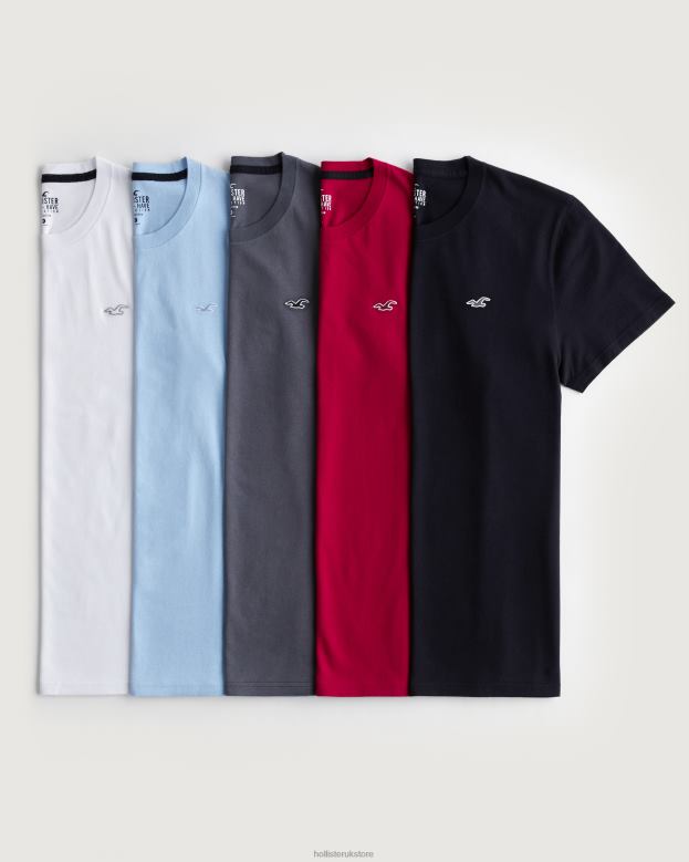 Tops Hollister Men Crew T-Shirt 5-Pack 48820819 Multi 5 Crew
