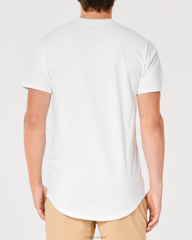 Tops Hollister Men Curved Hem Logo Graphic Tee 48820959 White