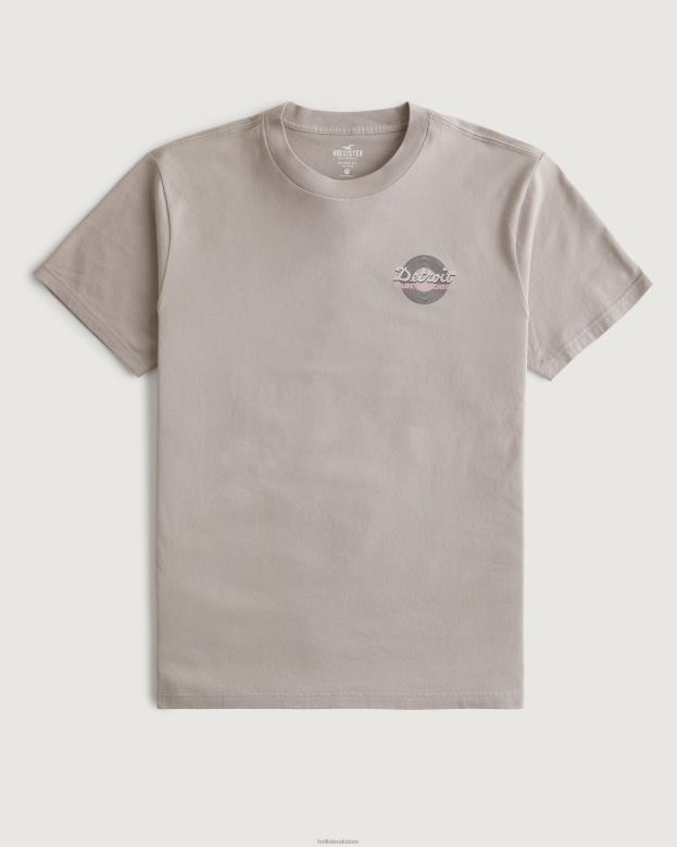 Tops Hollister Men Detroit Record Store Graphic Tee 48820854 Light Brown