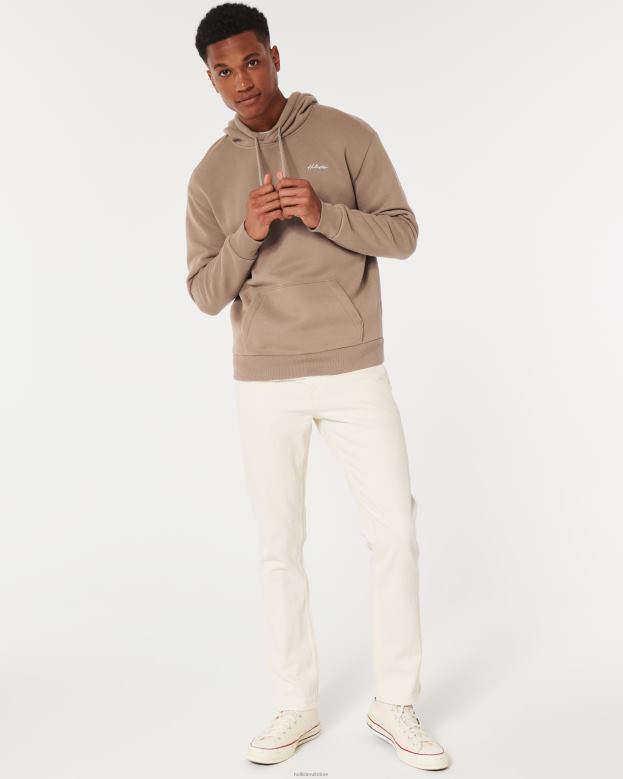 Tops Hollister Men Feel Good Relaxed Logo Hoodie 48820961 Brown