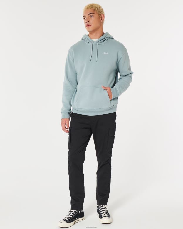 Tops Hollister Men Feel Good Relaxed Logo Hoodie 48820989 Slate