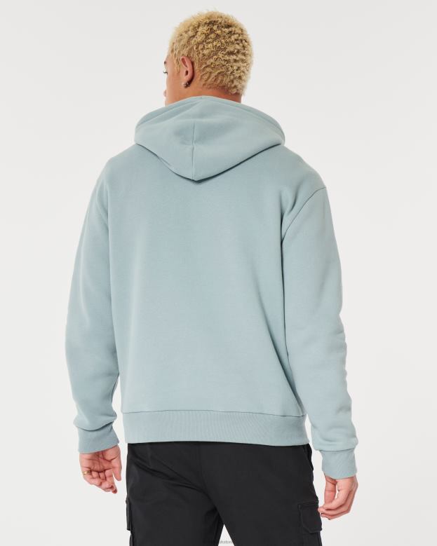 Tops Hollister Men Feel Good Relaxed Logo Hoodie 48820989 Slate
