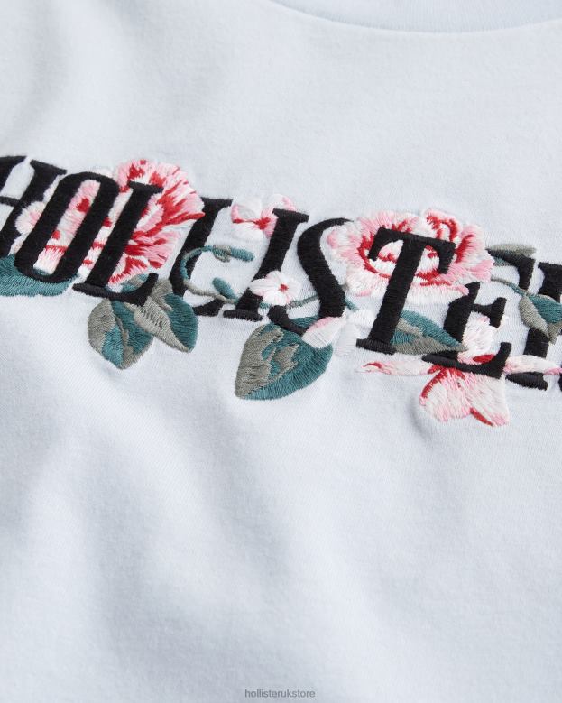 Tops Hollister Men Floral Logo Graphic Tee 488201056 Light Blue