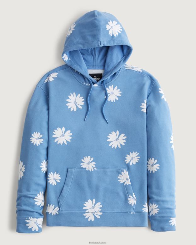Tops Hollister Men Floral Pattern Hoodie 48820951 Light Blue Floral