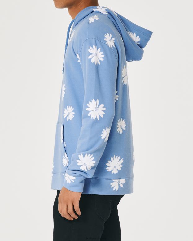 Tops Hollister Men Floral Pattern Hoodie 48820951 Light Blue Floral