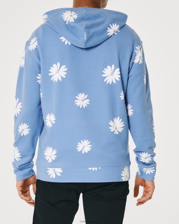Tops Hollister Men Floral Pattern Hoodie 48820951 Light Blue Floral