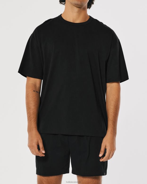 Tops Hollister Men Gilly Hicks Active Essentials Oversized Crew T-Shirt 488201082 Black