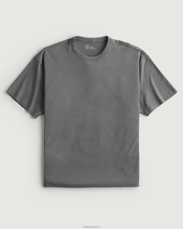Tops Hollister Men Gilly Hicks Active Essentials Oversized Crew T-Shirt 48820977 Dark Grey