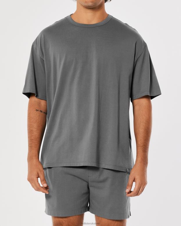 Tops Hollister Men Gilly Hicks Active Essentials Oversized Crew T-Shirt 48820977 Dark Grey