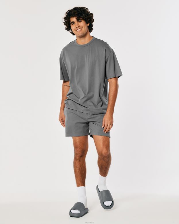 Tops Hollister Men Gilly Hicks Active Essentials Oversized Crew T-Shirt 48820977 Dark Grey