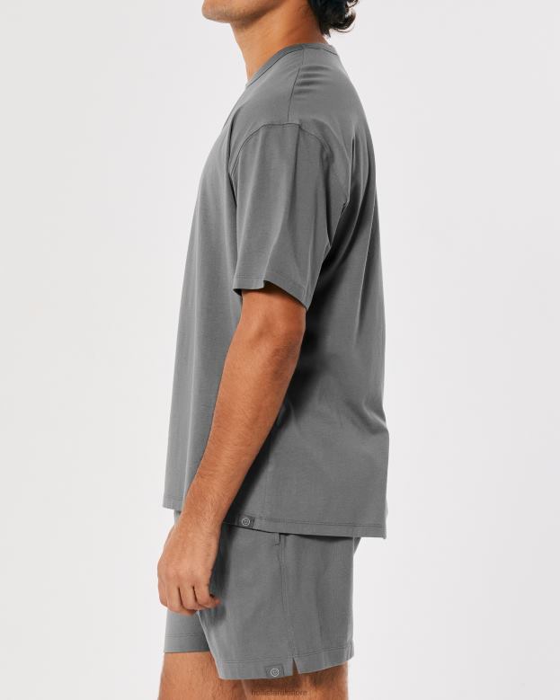 Tops Hollister Men Gilly Hicks Active Essentials Oversized Crew T-Shirt 48820977 Dark Grey
