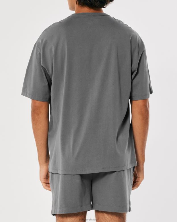 Tops Hollister Men Gilly Hicks Active Essentials Oversized Crew T-Shirt 48820977 Dark Grey