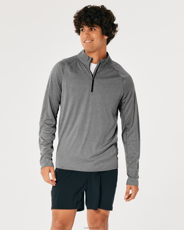 Tops Hollister Men Gilly Hicks Active Lightweight Knit Quarter-Zip 488201045 Heather Grey