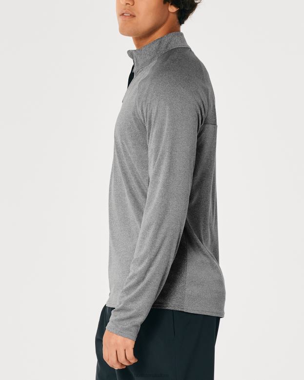 Tops Hollister Men Gilly Hicks Active Lightweight Knit Quarter-Zip 488201045 Heather Grey