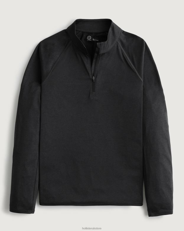 Tops Hollister Men Gilly Hicks Active Lightweight Knit Quarter-Zip 488201046 Black