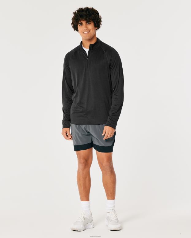 Tops Hollister Men Gilly Hicks Active Lightweight Knit Quarter-Zip 488201046 Black