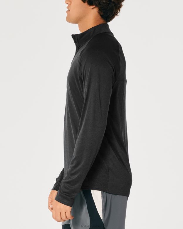 Tops Hollister Men Gilly Hicks Active Lightweight Knit Quarter-Zip 488201046 Black