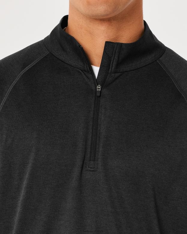 Tops Hollister Men Gilly Hicks Active Lightweight Knit Quarter-Zip 488201046 Black
