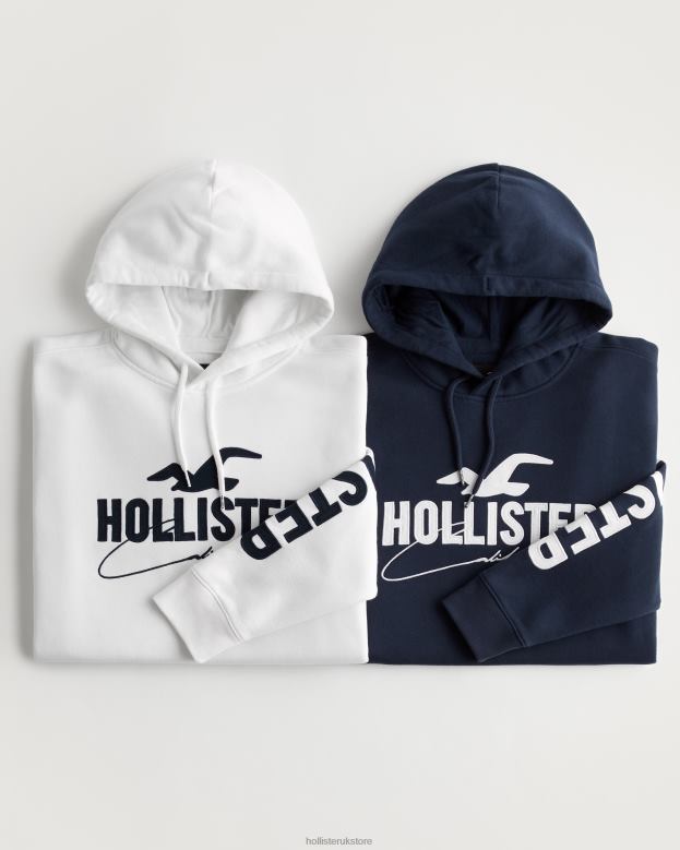 Tops Hollister Men Graphic Hoodie 2-Pack 48820928 White-Navy