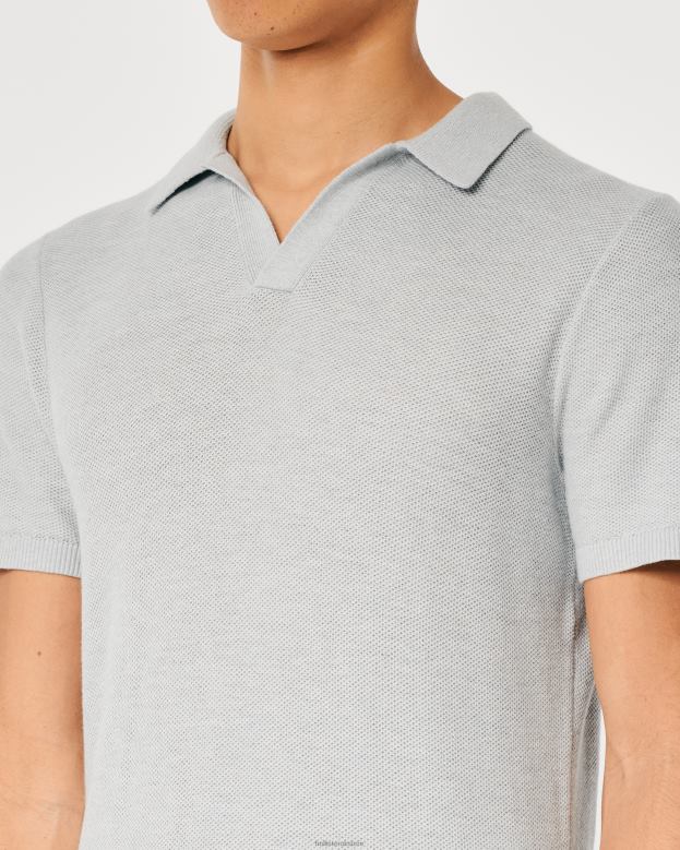 Tops Hollister Men Johnny Collar Sweater Polo 48820792 Grey