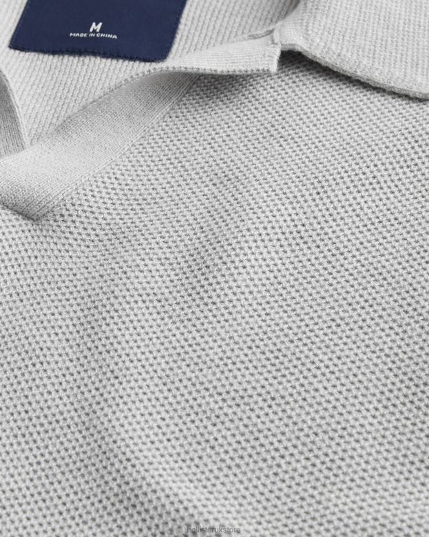 Tops Hollister Men Johnny Collar Sweater Polo 48820792 Grey