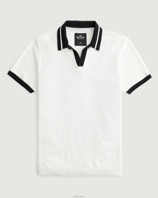 Tops Hollister Men Johnny Collar Sweater Polo 48820869 Off White