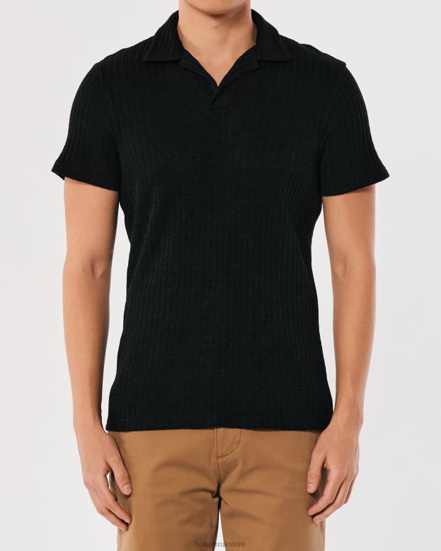 Tops Hollister Men Knit Johnny Collar Polo 48820911 Black