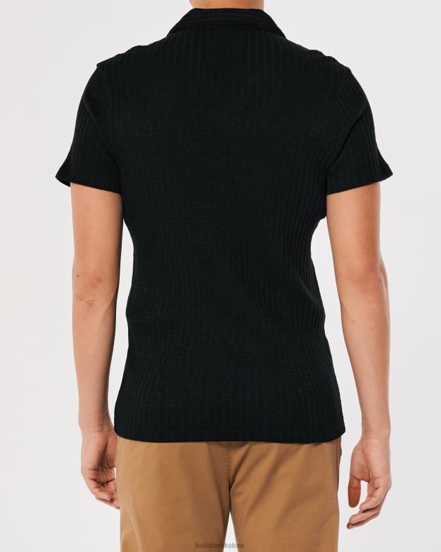 Tops Hollister Men Knit Johnny Collar Polo 48820911 Black