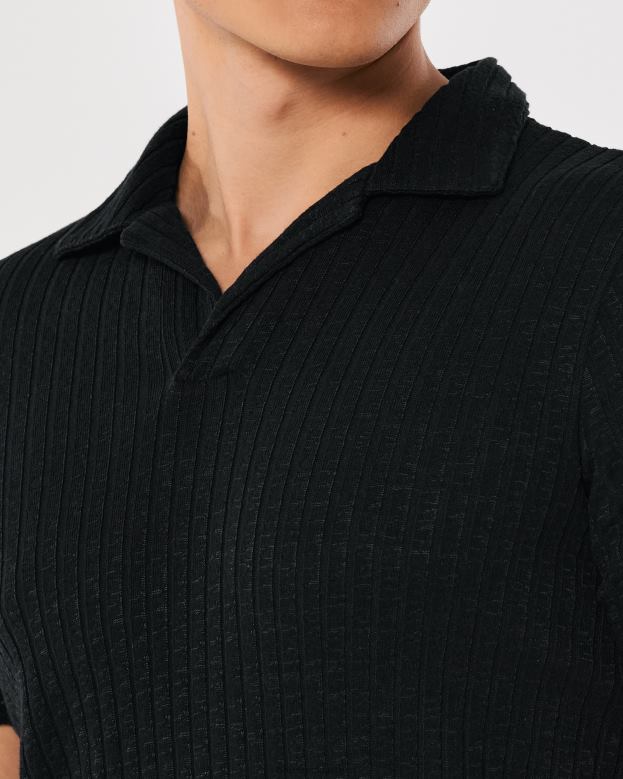 Tops Hollister Men Knit Johnny Collar Polo 48820911 Black