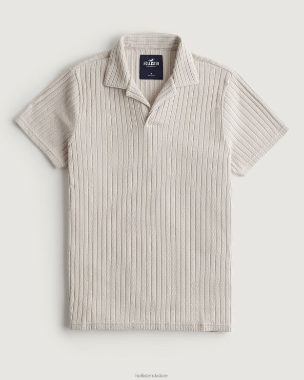 Tops Hollister Men Knit Johnny Collar Polo 48820953 Tan
