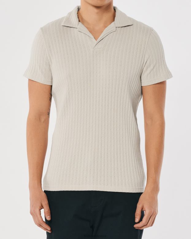 Tops Hollister Men Knit Johnny Collar Polo 48820953 Tan
